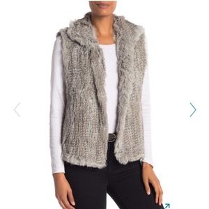 bagatelle Genuine Rabbit Fur Collar Vest